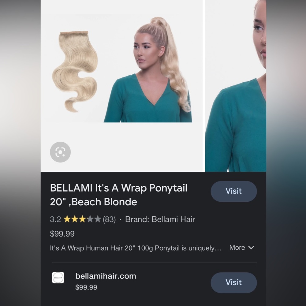 BELLAMI faux wrap pony tail hair extension in color beach blonde - NEW IN BAG